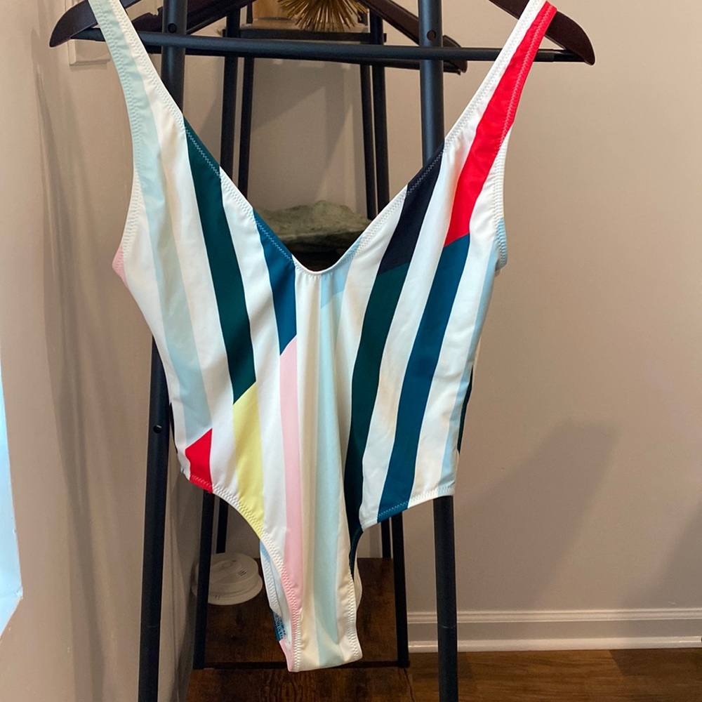 Solid & Stripe one piece multi stripe bathing suit. Size small.